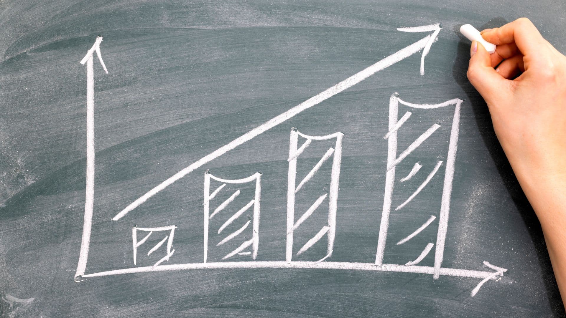 bar chart on blackboard