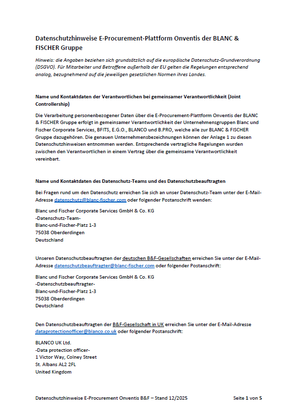 Datenschutz Onventis