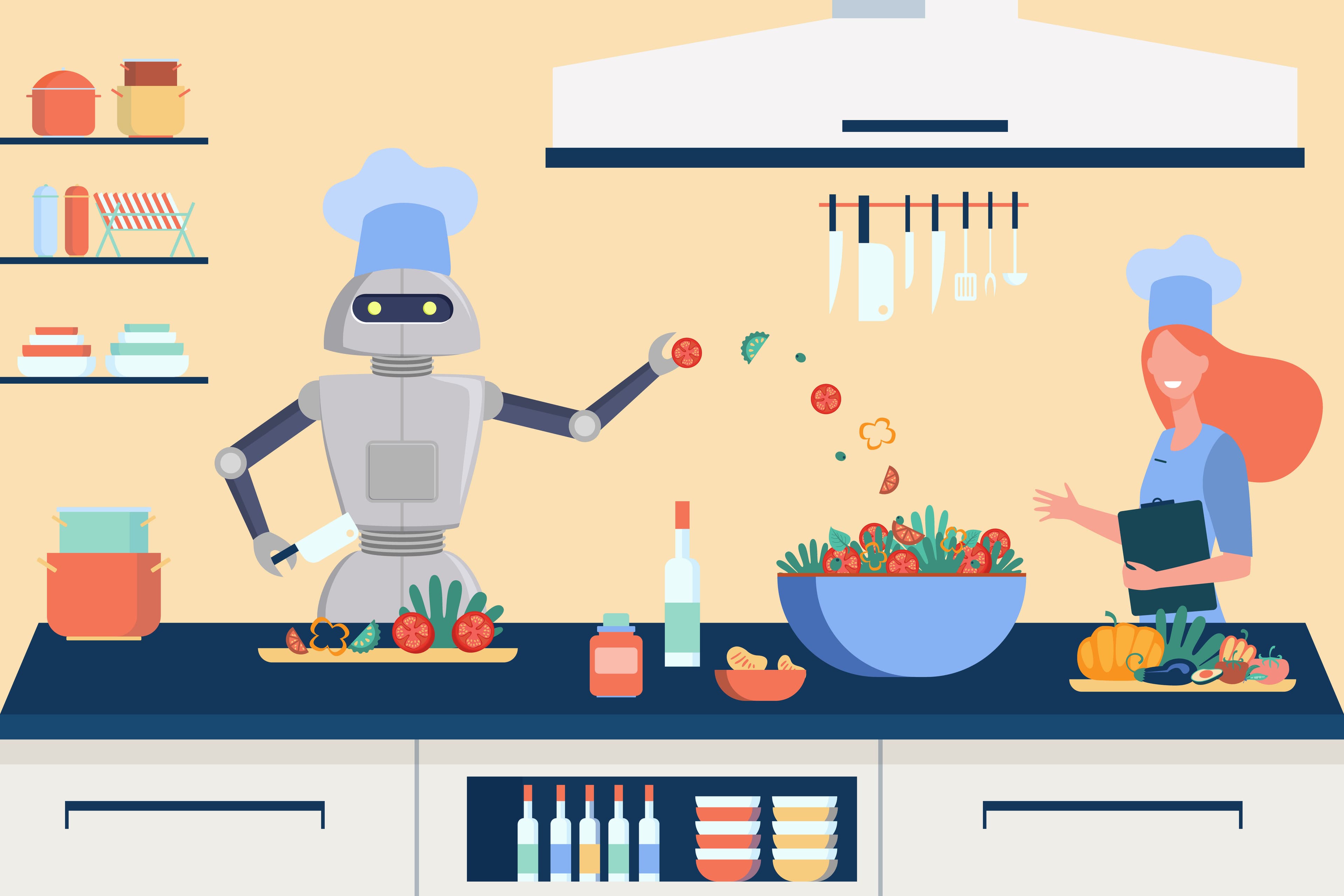 Illustration Roboter am Herd