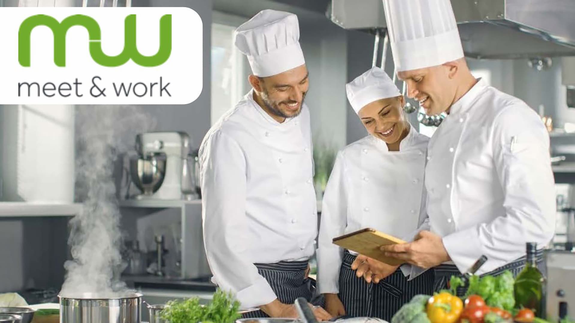 meet&work drei Köche mit Tablet